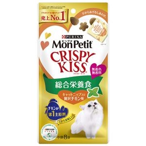 （まとめ） モンプチ クリスピーキッス 総合栄養食 キャットニップ入り贅沢チキン味 24g （3g×8袋） （ペットフード・猫用） 【×10セット】