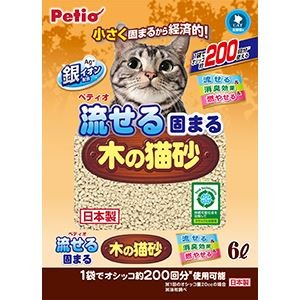 （まとめ）流せる固まる木の猫砂 6L【×3セット】 (猫砂)