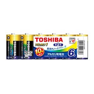 （まとめ） 東芝 アルカリ乾電池 アルカリ1 単2 6本まとめパック 【×3セット】
