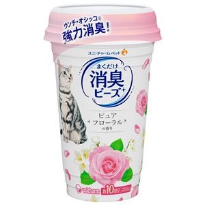 （まとめ）猫トイレまくだけ 香り広がる消臭ビーズやさしいピュアフローラルの香り 450ml 【×5セット】