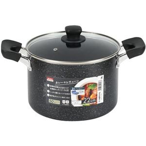 パール金属 ママディナーアルファ マーブルダイヤモンド IH対応ガラス蓋付カレー・シチューポット鍋22cm HB-5896