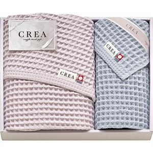 CREA×今治ワッフルソフト バスタオル&フェイスタオル パープル バスタオル57×120cm、フェイスタオル31×80cm B1135614