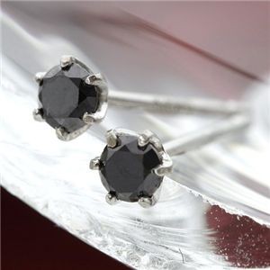 K18WG ブラックダイヤモンドピアス