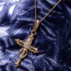 10金ピンクゴールド（K10PG） クロスダイヤモンドペンダント/ネックレス