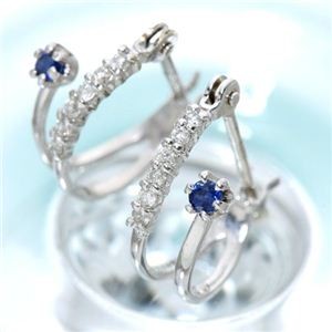 ホワイトゴールド ダイヤ＆サファイアエタニティピアス