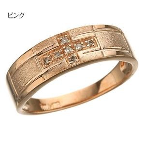 ダイヤリング 指輪 クロスリング　ピンク　I8405  11号