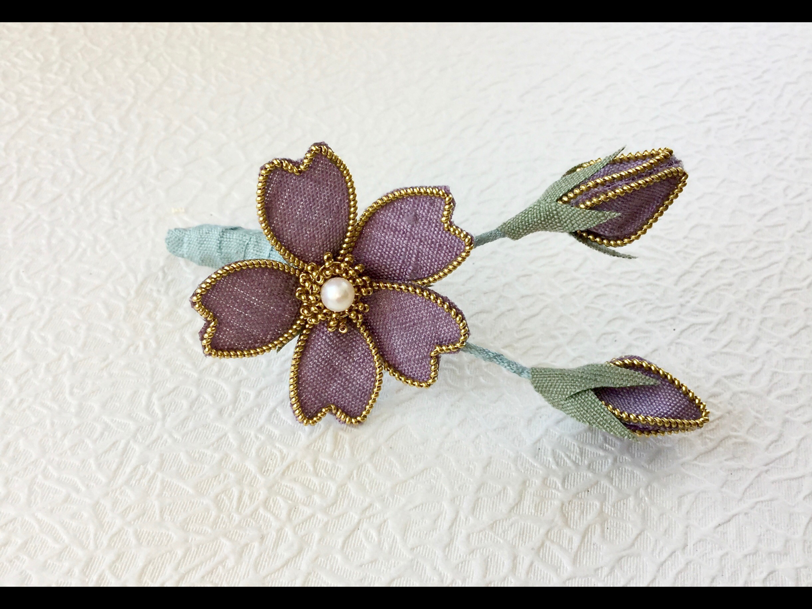 桜のコサージュつぼみ付 紫