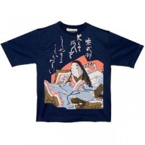 レディス　和柄Ｔシャツ　紫式部　ネイビー