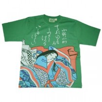 レディス　和柄Ｔシャツ　小野小町　グリーン