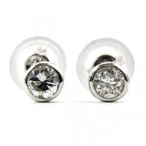 ダイヤモンド ピアス 0.2ct K18 ホワイトゴールド ダイヤピアス 覆輪留 シンプル スタッド ダブルロックキャッチ