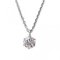 ダイヤモンドペンダント/ネックレス 一粒 K18 ホワイトゴールド  0.2ct ダイヤネックレス 6本爪 Hカラー I1クラス Good 中央宝石研究所ソーティング済み