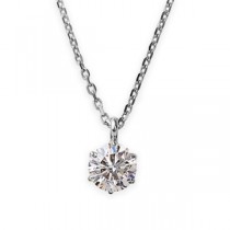ダイヤモンドペンダント/ネックレス 一粒 プラチナ Pt900 0.1ct ダイヤネックレス 6本爪 Kカラー I1クラス Poor 中央宝石研究所ソーティング済み