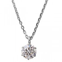 【鑑定書付】 ダイヤモンドペンダント/ネックレス 一粒 K18 ホワイトゴールド  0.1ct ダイヤネックレス 6本爪 Kカラー I1クラス Poor 中央宝石研究所ソーティング済み