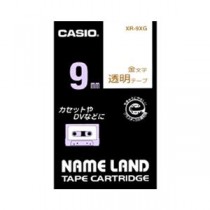 （まとめ） カシオ ネームランド用テープカートリッジ スタンダードテープ 8m XR-9XG 透明 金文字 1巻8m入 【×3セット】