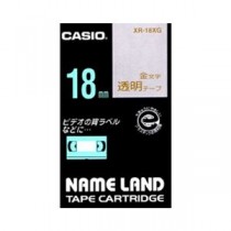 （まとめ） カシオ ネームランド用テープカートリッジ スタンダードテープ 8m XR-18XG 透明 金文字 1巻8m入 【×2セット】