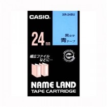 （まとめ） カシオ ネームランド用テープカートリッジ スタンダードテープ 8m XR-24BU 青 黒文字 1巻8m入 【×2セット】
