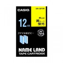 （まとめ） カシオ ネームランド用テープカートリッジ 蛍光テープ 5.5m XR-12FYW 蛍光黄 黒文字 1巻5.5m入 【×3セット】