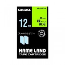 （まとめ） カシオ ネームランド用テープカートリッジ 蛍光テープ 5.5m XR-12FGN 蛍光緑 黒文字 1巻5.5m入 【×3セット】