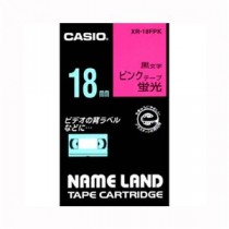 （まとめ） カシオ ネームランド用テープカートリッジ 蛍光テープ 5.5m XR-18FPK 蛍光ピンク 黒文字 1巻5.5m入 【×2セット】