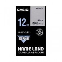 （まとめ） カシオ ネームランド用テープカートリッジ 強粘着テープ 5.5m XR-12GX 透明 黒文字 1巻5.5m入 【×3セット】