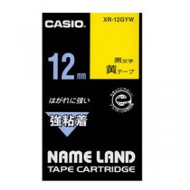 （まとめ） カシオ ネームランド用テープカートリッジ 強粘着テープ 5.5m XR-12GYW 黄 黒文字 1巻5.5m入 【×3セット】