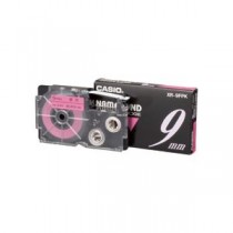 （まとめ） カシオ CASIO ネームランド NAME LAND スタンダードテープ 9mm×5.5m 蛍光ピンク／黒文字 XR-9FPK 1個 【×5セット】