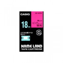 （まとめ） カシオ CASIO ネームランド NAME LAND スタンダードテープ 18mm×5.5m 蛍光ピンク／黒文字 XR-18FPK 1個 【×4セット】
