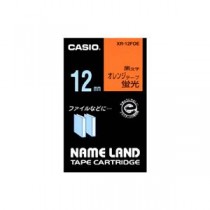 （まとめ） カシオ CASIO ネームランド NAME LAND スタンダードテープ 12mm×5.5m 蛍光オレンジ／黒文字 XR-12FOE 1個 【×5セット】