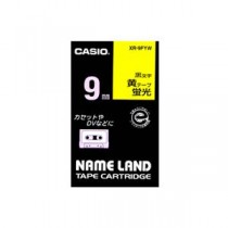 （まとめ） カシオ CASIO ネームランド NAME LAND スタンダードテープ 9mm×5.5m 蛍光黄／黒文字 XR-9FYW 1個 【×5セット】