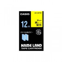 （まとめ） カシオ CASIO ネームランド NAME LAND スタンダードテープ 12mm×5.5m 蛍光黄／黒文字 XR-12FYW 1個 【×5セット】
