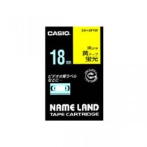 （まとめ） カシオ CASIO ネームランド NAME LAND スタンダードテープ 18mm×5.5m 蛍光黄／黒文字 XR-18FYW 1個 【×4セット】