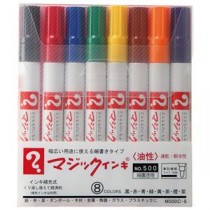 (まとめ) 寺西化学 油性マーカー マジックインキ No.500(細書き用) 8色(各色1本) M500C-8 1パック 【×5セット】