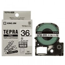（まとめ） キングジム テプラ PRO テープカートリッジ 強粘着 36mm 白／黒文字 SS36KW 1個 【×2セット】