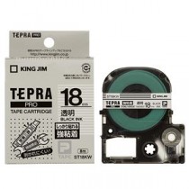 （まとめ） キングジム テプラ PRO テープカートリッジ 強粘着 18mm 透明／黒文字 ST18KW 1個 【×4セット】