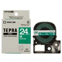 （まとめ） キングジム テプラ PRO テープカートリッジ ビビッド 24mm 緑／白文字 SD24G 1個 【×4セット】