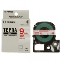 （まとめ） キングジム テプラ PRO テープカートリッジ 9mm 透明／赤文字 ST9R 1個 【×5セット】