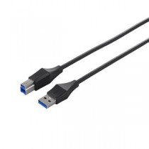 (まとめ) バッファロー ユニバーサルコネクター USB3.0 スリムケーブル (A)オス-(B)オス ブラック 2m BSUABSU320BK 1本 【×4セット】