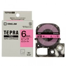 （まとめ） キングジム テプラ PRO テープカートリッジ パステル 6mm ピンク／黒文字 SC6P 1個 【×5セット】