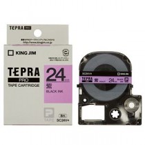 （まとめ） キングジム テプラ PRO テープカートリッジ パステル 24mm 紫／黒文字 SC24V 1個 【×4セット】
