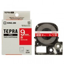 （まとめ） キングジム テプラ PRO テープカートリッジ ビビッド 9mm 赤／白文字 SD9R 1個 【×5セット】