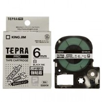 （まとめ） キングジム テプラ PRO テープカートリッジ 強粘着 6mm 白／黒文字 SS6KW 1個 【×5セット】