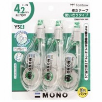（まとめ） トンボ鉛筆 修正テープ モノYS4 4.2mm幅×10m 緑 KCA-325 1パック（3個） 【×5セット】
