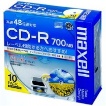 (まとめ) マクセル データ用CD-R 700MB ホワイトワイドプリンターブル 5mmスリムケース CDR700S.WP.S1P10S 1パック(10枚) 【×5セット】