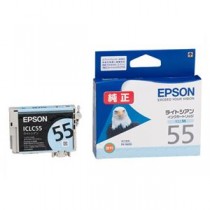 （まとめ） エプソン EPSON インクカートリッジ ライトシアン ICLC55 1個 【×4セット】