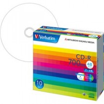 (まとめ) バーベイタム データ用CD-R 700MB ホワイトワイドプリンターブル 5mmスリムケース SR80SP10V1 1パック(10枚) 【×5セット】
