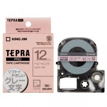 （まとめ） キングジム テプラ PRO テープカートリッジ ソフト 12mm ベビーピンク／グレー文字 SW12PH 1個 【×5セット】