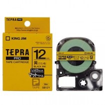 （まとめ） キングジム テプラ PRO テープカートリッジ マットラベル 12mm 黄（ウコン色）／黒文字 SB12Y 1個 【×5セット】