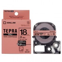 （まとめ） キングジム テプラ PRO テープカートリッジ マットラベル 18mm 赤（薄紅）／黒文字 SB18R 1個 【×4セット】