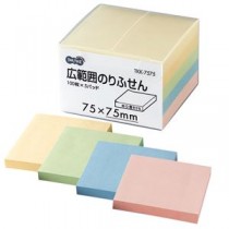 （まとめ） TANOSEE 広範囲のりふせん 75×75mm 4色 1パック（5冊） 【×5セット】