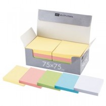 （まとめ） TANOSEE 片手で取れるポップアップふせん 詰替用 75×75mm 5色 1パック（10冊） 【×3セット】